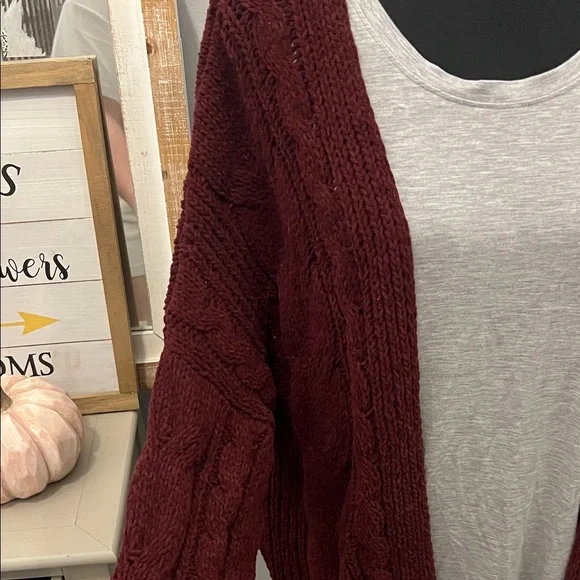 Love Tree Deep Burgundy Cardigan Sweater Stitch Fix - Picture 4 of 6